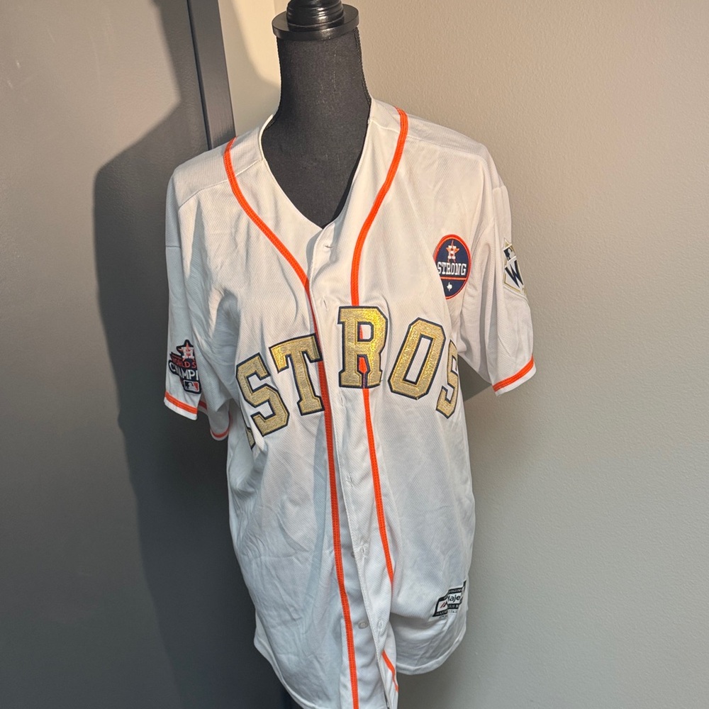 Majestic White and Orange Astros Jersey